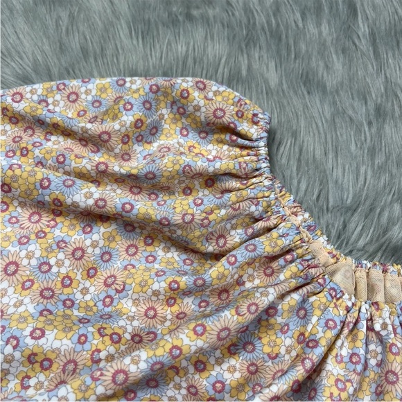 Zara Multicolored Floral Balloon Crop Top Size Medium - Picture 8 of 9